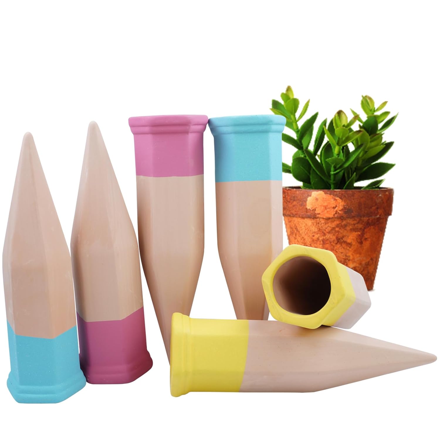 CHSEEO Lot de 6 Oyas terre cuite - irrigation en argile microporeuse pour pots de balcon